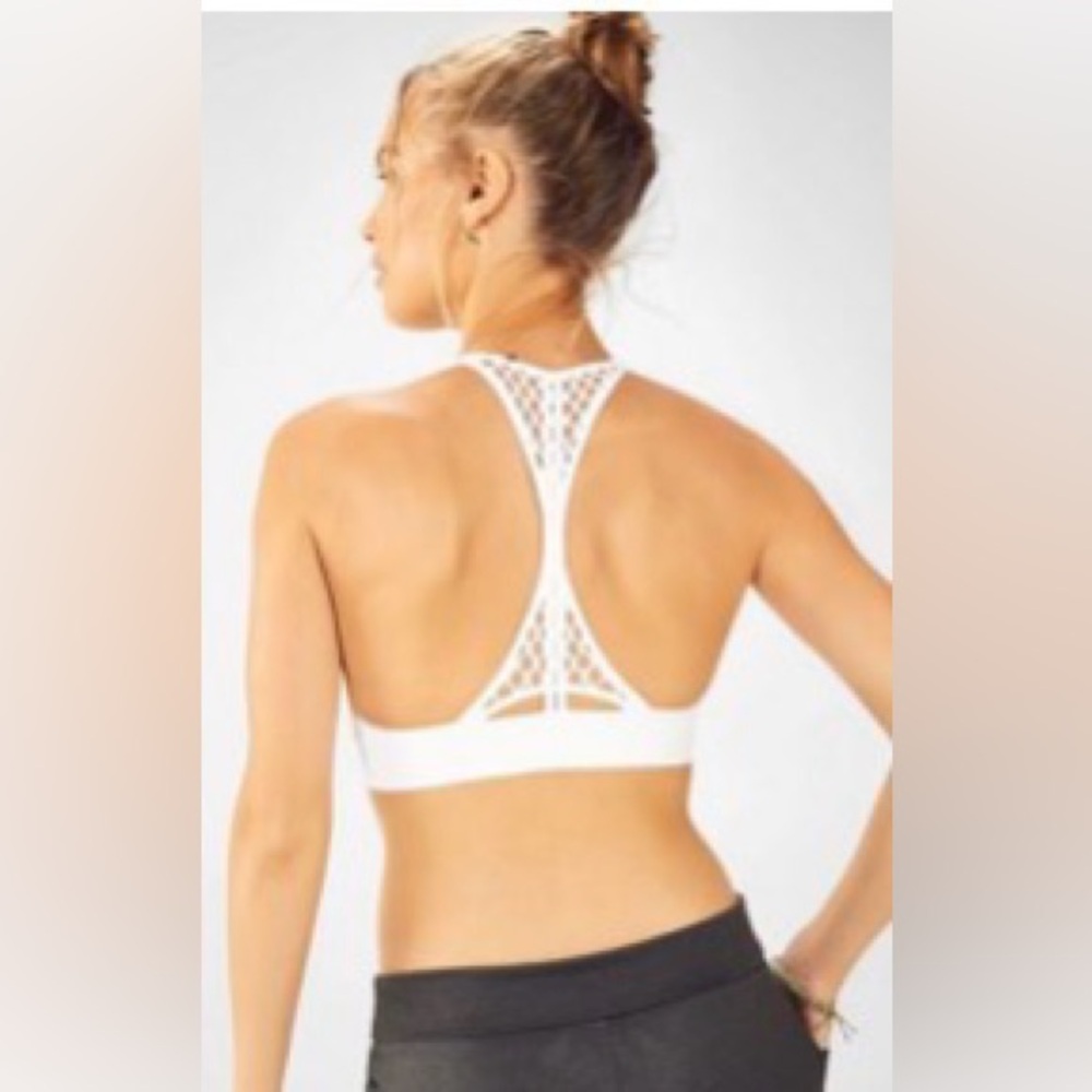 Fabletics White Lace Racerback Bralette